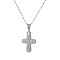 Stainless Steel Religion Cross Pendant Necklaces for Women, Silver, 17.72 inch(45cm)