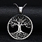 Non-Tarnish Stainless Steel Pendant Necklaces for Women Men, Flat Round with Tree of Life, Stainless Steel Color, 19.69 inch(50cm)