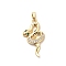 Brass Micro Pave Cubic Zirconia Pendants, Snake, Snake, 27x15x3mm, Hole: 5x2.5mm
