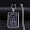 201 Stainless Steel Necklaces, with Glass Pendant, Rectangle with Heart, Stainless Steel Color, 23.23 inch(59cm)