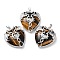 Natural Tiger Eye Heart Pendant Rhinestone Settings, Rack Plating Platinum Plated Brass Wings Charms, Long-Lasting Plated, Fit for 3mm Rhinestone, 37x33x10~11.5mm, Hole: 8x5mm