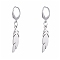 Tarnish Resistant 304 Stainless Steel Leverback Earrings, with 201 Stainless Steel Pendants, Feather, Stainless Steel Color, 40mm, Pin: 0.6x0.8mm