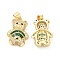 Brass Micro Pave Cubic Zirconia Pendants, Cadmium Free & Lead Free, Bear Charms, Golden, Sea Green, 21x15x5mm, Hole: 4x3mm