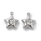 304 Stainless Steel Pendants, with Rhinestone,Star, Stainless Steel Color, 10x8.5x3mm, Hole: 1.2mm