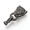 Brass Micro Pave Cubic Zirconia Fold Over Clasps, Cadmium Free & Lead Free, Cheetah Head, Gunmetal, 31mm, Hole: 2mm