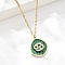 304 Stainless Steel Micro Pave Cubic Zirconia constellation Pendant Necklaces, with Synthetic Malachite, Golden, Cancer, 17.72 inch(45cm) long+50mm extender