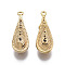 Brass Pendants, Nickel Free, Teardrop, Real 18K Gold Plated, 23x9x7.5mm, Hole: 1.2mm
