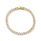 Cubic Zirconia Tennis Bracelet, Real 18K Gold Plated Brass Teardrop Link Chain Bracelet for Women, Cadmium Free & Lead Free, Clear, 7-1/8 inch(18.2cm)