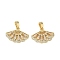 Brass Micro Pave Cubic Zirconia Pendants, Fan Charms, Real 18K Gold Plated, 13x18.5x3mm, Hole: 2.5x5.5mm