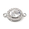 Brass Pave Clear Cubic Zirconia Connector Charms, Cadmium Free & Nickel Free & Lead Free, Oval Links, Platinum, 15x8.5x5mm, Hole: 1.2mm