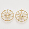 Brass Micro Pave Clear Cubic Zirconia Pendants, Nickel Free, Flat Round, Real 18K Gold Plated, 18.5x17x3.5mm, Hole: 0.7mm