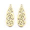 Ion Plating(IP) 201 Stainless Steel Pendants, Laser Cut, Teardrop, Golden, 34x12x1mm, Hole: 1.4mm