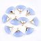 Electroplate Natural White Jade Pendants, with Brass Findings, Faceted, Triangle, Dyed, Golden, Light Sky Blue, 17~18x19~20x6~7mm, Hole: 1.8mm