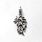 Trendy Vintage 304 Stainless Steel Rhinestone Pendants, Dragon, Antique Silver, 41x23x3.5mm, Hole: 12x7mm