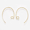 Brass Earring Hooks, with Horizontal Loop, Cadmium Free & Nickel Free & Lead Free, Real 18K Gold Plated, 23x16.5x1mm, 18 Gauge, Hole: 2mm