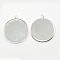 Brass Pendant Cabochon Settings, Plain Edge Bezel Cups, DIY Findings for Jewelry Making, Nickel Free, Flat Round, Silver Color Plated, 26x2mm, Hole: 2mm, Tray: 25mm