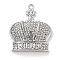 Alloy Rhinestone Pendants, Crown with Word King Charm, Platinum, 44x37x9mm, Hole: 3mm