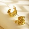 Stainless Steel C-shape Stud Earrings for Women, Real 18K Gold Plated, 12.7x16.6mm