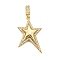 Brass Micro Pave Cubic Zirconia Pendants, Star, Rack Plating, Long-Lasting Plated, Lead Free & Cadmium Free, Real 18K Gold Plated, Clear, 38mm, Hole: 4.7x2mm