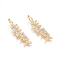 Brass Micro Pave Clear Cubic Zirconia Pendants, Word Happy, Golden, 29x6.5x2mm, Hole: 3.5x5.5mm