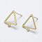 Brass Stud Earring Findings, with Loop, Long-Lasting Plated, Real 18K Gold Plated, Nickel Free, Triangle, 12.5x12x1mm, Hole: 1mm, Pin: 0.8mm