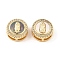 Brass Micro Pave Clear Cubic Zirconia Slide Charms, with Shell, Long-Lasting Plated, Lead Free & Cadmium Free, Real 18K Gold Plated, Flat Round, Saint, 13x6mm, Hole: 5x2mm