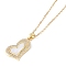 201 Stainless Steel Cable Chain Necklaces, Brass Micro Pave Cubic Zirconia Pendant Necklaces, with Shell Charms, Heart, Real 18K Gold Plated, 16.14 inch(41cm)