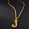 Brass Initial Pendant Necklaces, Golden, Letter J, 17.72 inch(45cm)