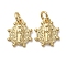 Religion Brass Charms, with Jump Rings, Flat Round with Goddess, Golden, 11x9.5x2mm, Hole: 3mm