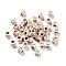 Opaque Acrylic Beads, Cube with Letter, Golden Metal Enlaced, Seashell Color, 6x6x9mm, Hole: 3mm, about 3125pcs/500g