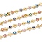 Handmade Brass Enamel Link Chains, with Spool, Long-lasting Plated, Unwelded, Evil Eye Star,Golden, Colorful, Star: 10.5x5.5x2.5mm, Link: 6.5x6x2mm, about 32.8 Feet(10m)/roll