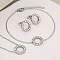 Ring 304 Stainless Steel Rhinestone Pendant Necklaces & Link Bracelets & Stud Earrings Sets, Stainless Steel Color, Crystal, 450mm