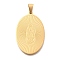 PVD Vacuum Plating 304 Stainless Steel Pendants, Oval with Virgin Mary Charm, Real 18K Gold Plated, 43x27.5x2mm, Hole: 4.5x8mm