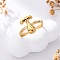 304 Stainless Steel Open Cuff Rings for Women, Letter, Real 18K Gold Plated, Letter T, 13~14x7~15mm