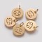 Ion Plating(IP) 304 Stainless Steel Pendants, with Jump Ring, Laser Cut, Flat Round with Constellation/Zodiac Sign, Real 18K Gold Plated, Cancer, 12x1mm, Hole: 3mm