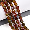 Dyed Natural White Jade Beads Strands, Two Tone, Faceted, Star Cut Round Beads, Sienna, 7~8x6~7.5x6~7.5mm, Hole: 1mm, about 48~49pcs/strand, 14.17~15.35''(36~39cm)