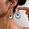 Alloy Synthetic Turquoise Dangle Earrings, Teardrop with Flower, Antique Silver, Sandy Brown, 65mm
