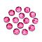 Glass Rhinestone Cabochons, Flat Back, Half Round, Faceted, Hot Pink, 5.5~6x3mm