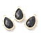 Natural Obsidian Pendants, with Golden Brass Edge, Faceted, Teardrop, 22.5x14x5.5mm, Hole: 1.6mm