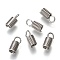 Tarnish Resistant 304 Stainless Steel Terminators, Coil Cord Ends, Stainless Steel Color, 9.5x4mm, Hole: 2.5mm, Inner Diameter: 2.5mm