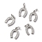 CZ Brass Micro Pave Cubic Zirconia Horse Shoe Charms, Platinum, 13x9x2mm, Jump Ring: 5x0.7mm