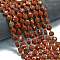 Natural Red Jasper Beads Strands, Faceted Hexagonal Cut, Flat Round, with Seed Beads, 10~10.5x6mm, Hole: 1mm, about 31~32pcs/strand, 15.35''~15.55''(39~39.5cm)