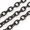 304 Stainless Steel Cable Chains, Unwelded, with Spool, Electrophoresis Black, 8x6x1.5mm, about 32.8 Feet(10m)/roll