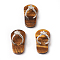 Natural Tiger Eye Pendants, with Platinum Tone Brass Findings, Flip Flops, 22~24x12x7~8mm, Hole: 2mm and 5~7mm