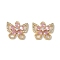 Brass Micro Pave Clear Cubic Zirconia Pendants, Cadmium Free & Nickel Free & Lead Free, Butterfly, Real 16K Gold Plated, 14.5x16.5x4mm, Hole: 1mm
