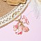 Cowboy Style Alloy Enamel Keychain, with Iron Rings, Pink, 8cm