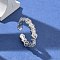 Brass Micro Pave Clear Cubic Zirconia Open Cuff Rings, Cross Rings for Women, Platinum, 4.5mm, Inner Diameter: Adjustable