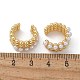 Серьги-каффы из латуни с пластиковым жемчугом и бисером EJEW-D064-02G-3