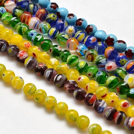 Круглые Millefiori стеклянные бусины нити LK-P001-M-1