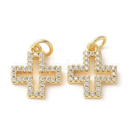 Латунные микропаве прозрачные подвески с фианитом KK-Q031-35G-01-1